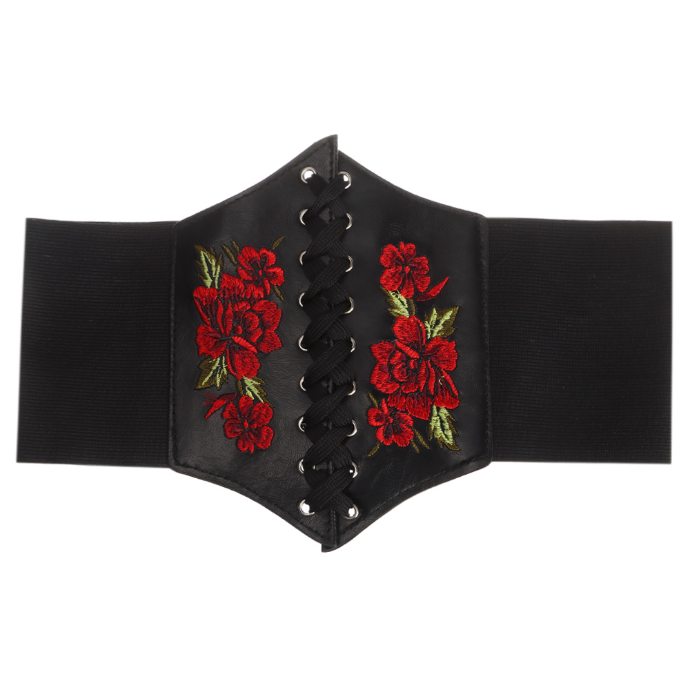 Fashion Women Wide Waist Belt Lady Stretch Buckle Corset Waistband Corset Elastic PU Leather Tie Bowknot Female Girdle