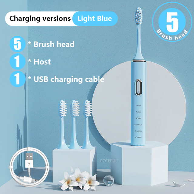 Electric Toothbrush 45° Bass Brushing method Adult Timer Brush USB Rechargeable/Battery Tooth Brushes Replacement Brush Head