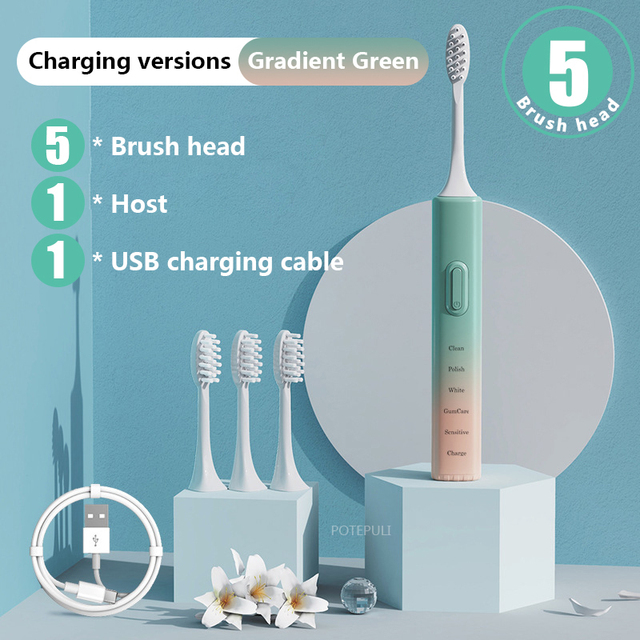 Electric Toothbrush 45° Bass Brushing method Adult Timer Brush USB Rechargeable/Battery Tooth Brushes Replacement Brush Head