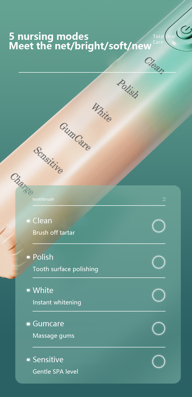 Electric Toothbrush 45° Bass Brushing method Adult Timer Brush USB Rechargeable/Battery Tooth Brushes Replacement Brush Head