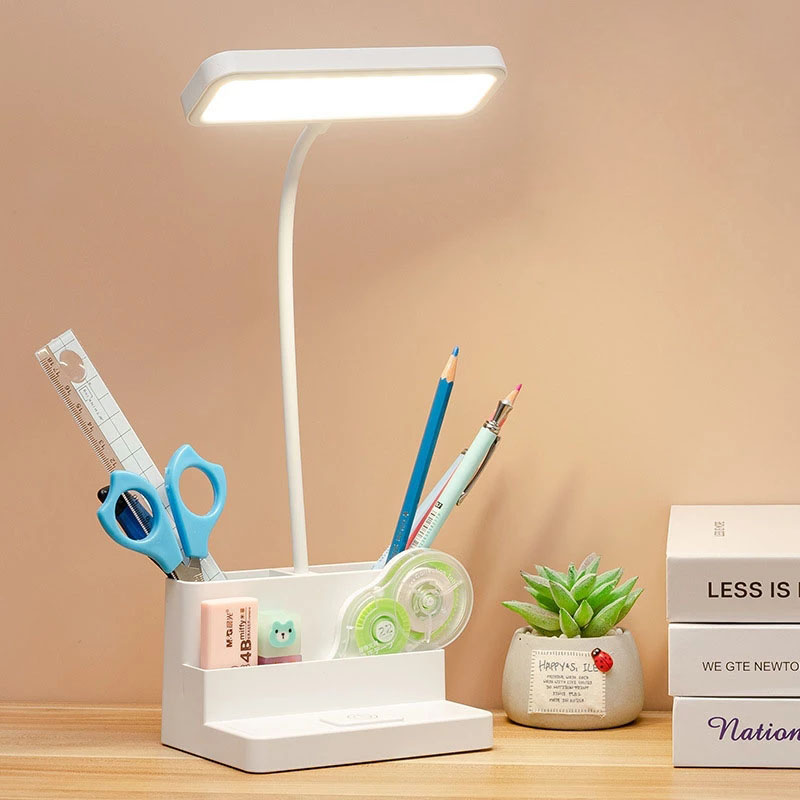 LED Table Lamp For Children Pen Storage Eye Protection Stepless Dimming Desk Lamp Study Student Lamp Office Reading Light Lamp