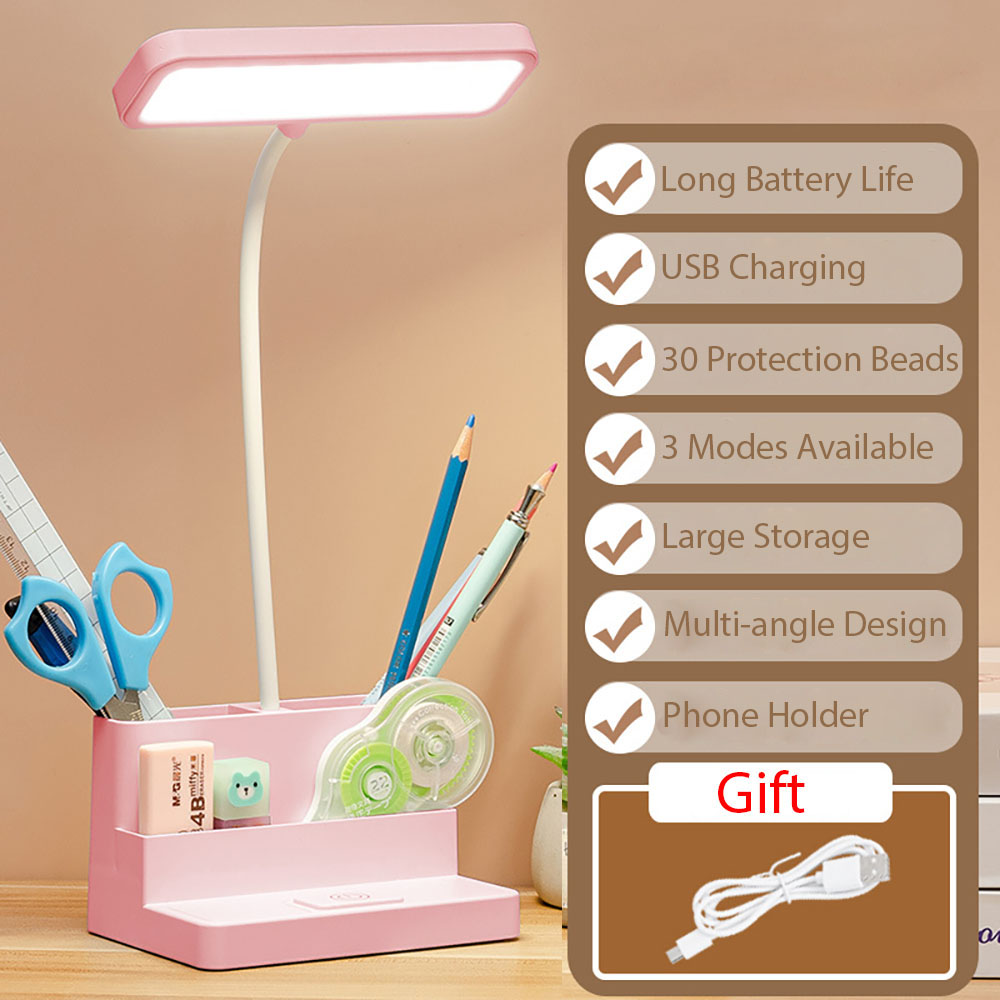 LED Table Lamp For Children Pen Storage Eye Protection Stepless Dimming Desk Lamp Study Student Lamp Office Reading Light Lamp