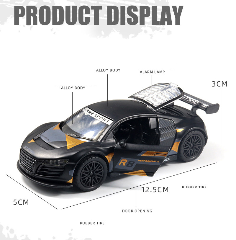 1/36 Porsche 911 GTR Alloy Diecasts Toy Car Models Metal VehiclesDouble Door  Pull Back Collectable Toys For Children Boys Gift