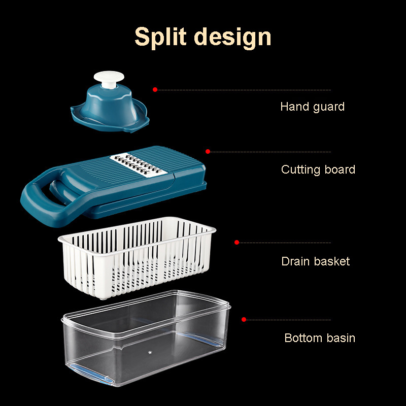 Blue Multifunctional Vegetable Fruit Cutter Garlic Onion Potato Cheese Grater Vegetable Chopper Home Kitchen Gadgets Accessories