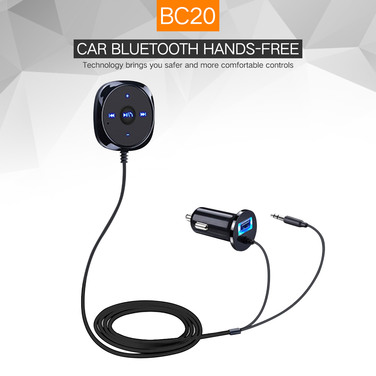 Car Bluetooth FM Transmitter AUX Automobile Hands-free Audio Receiver Car Kit BC20 Music Player