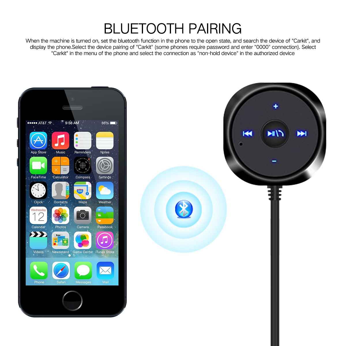 Car Bluetooth FM Transmitter AUX Automobile Hands-free Audio Receiver Car Kit BC20 Music Player