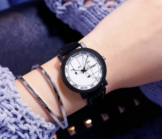 Womens watch leather quartz prints fashion wrist watch men causal