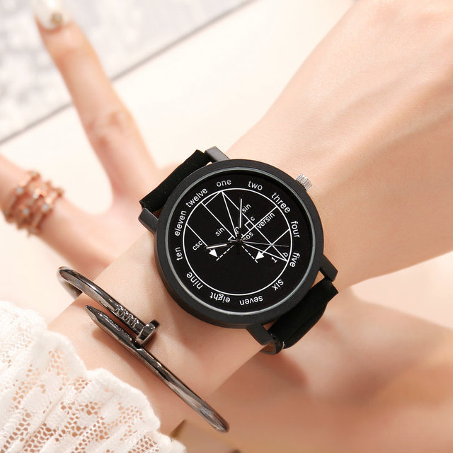 Womens watch leather quartz prints fashion wrist watch men causal