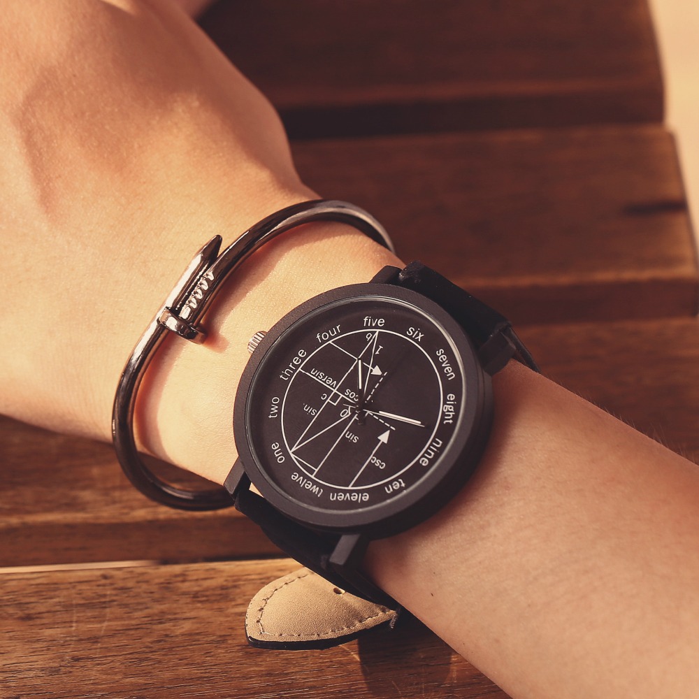 Womens watch leather quartz prints fashion wrist watch men causal