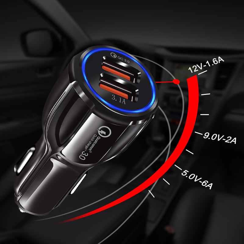 Quick Charge 3.0 Car Charger Cigarette Lighter Socket Adapter QC 3.0 Dual USB Port Fast Charge Car Accessories For Phone DVR MP3