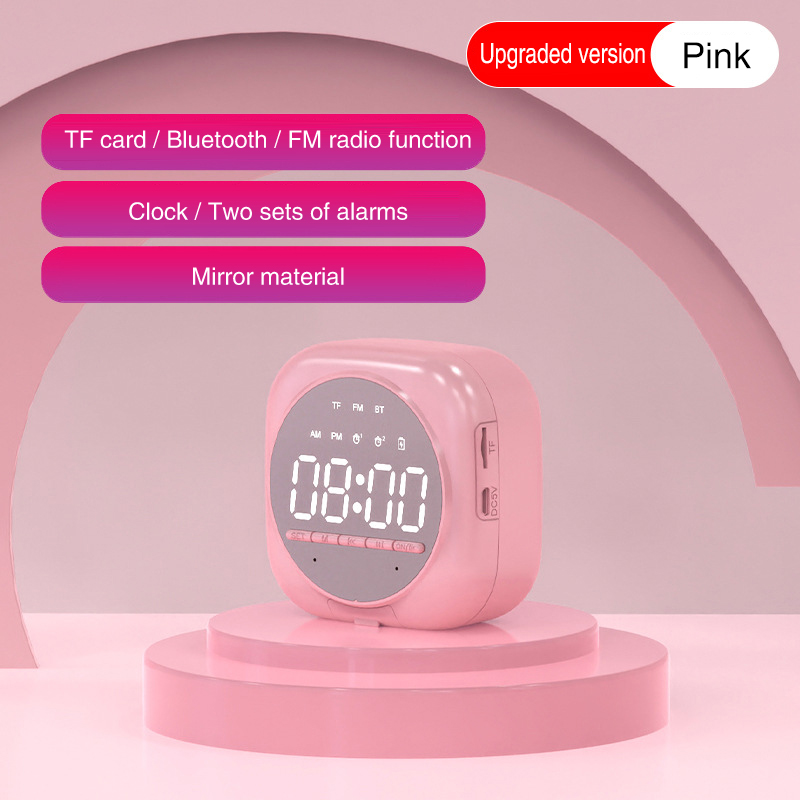 Wireless Bluetooth Speaker Mirror Sound Box Desktop Alarm Clock Subwoofer Music Player TF Card Mini Speaker Box For All Phone