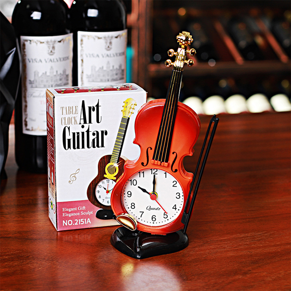 Simulation Violin Creative Fashion Simple Alarm Clock Musical Instrument Shape Cartoon Desktop Living Room Plastic Ornaments