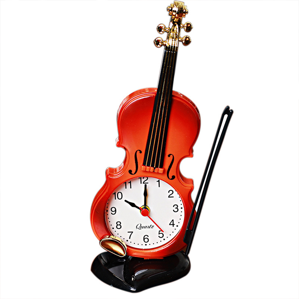 Simulation Violin Creative Fashion Simple Alarm Clock Musical Instrument Shape Cartoon Desktop Living Room Plastic Ornaments
