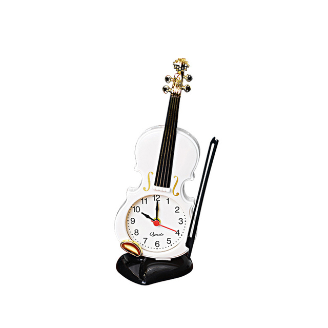 Simulation Violin Creative Fashion Simple Alarm Clock Musical Instrument Shape Cartoon Desktop Living Room Plastic Ornaments