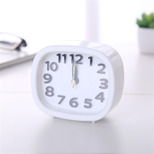 Square Round Small Alarm Clock Snooze Silent Sweeping Wake Up Table Clock Battery Powered Compact Portable Travel Alarm Clock