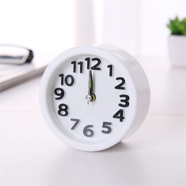 Square Round Small Alarm Clock Snooze Silent Sweeping Wake Up Table Clock Battery Powered Compact Portable Travel Alarm Clock