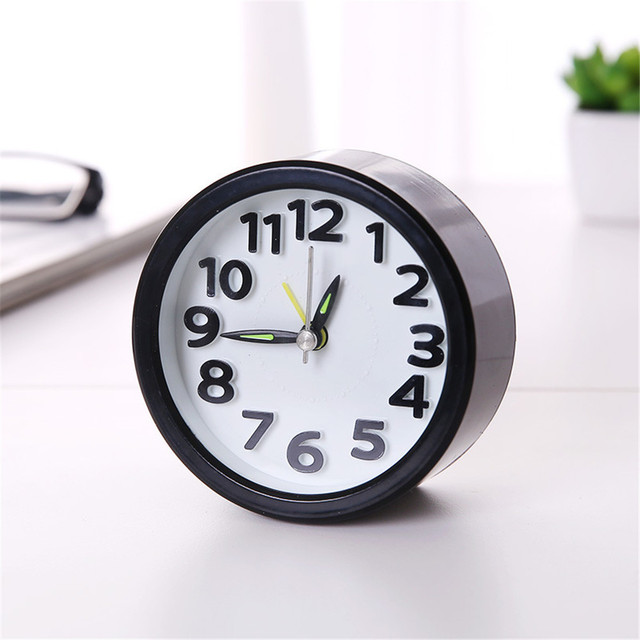 Square Round Small Alarm Clock Snooze Silent Sweeping Wake Up Table Clock Battery Powered Compact Portable Travel Alarm Clock