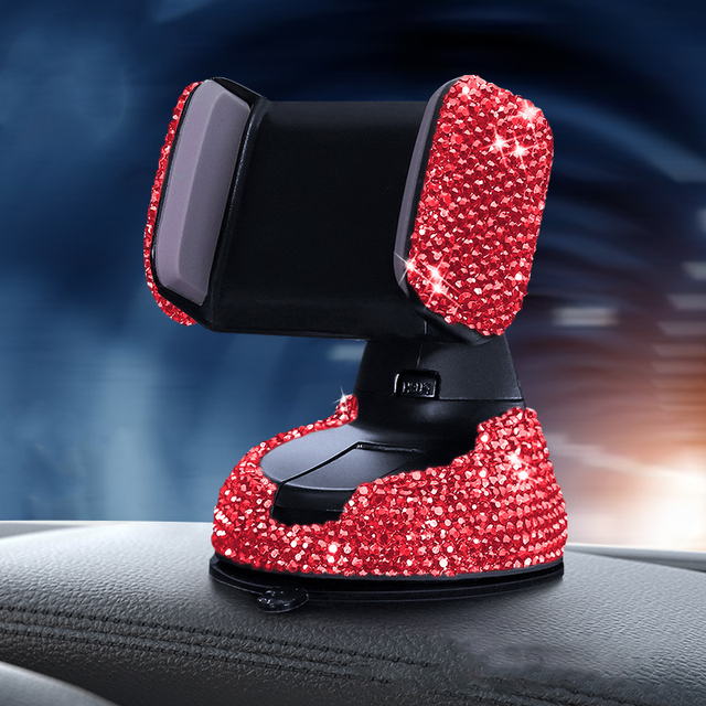 Diamond Bling Car Cell Phone Holder Girl Rhinestone Crystal Mount Universal Fit Mobile Holder Car Interior Accessories for Women