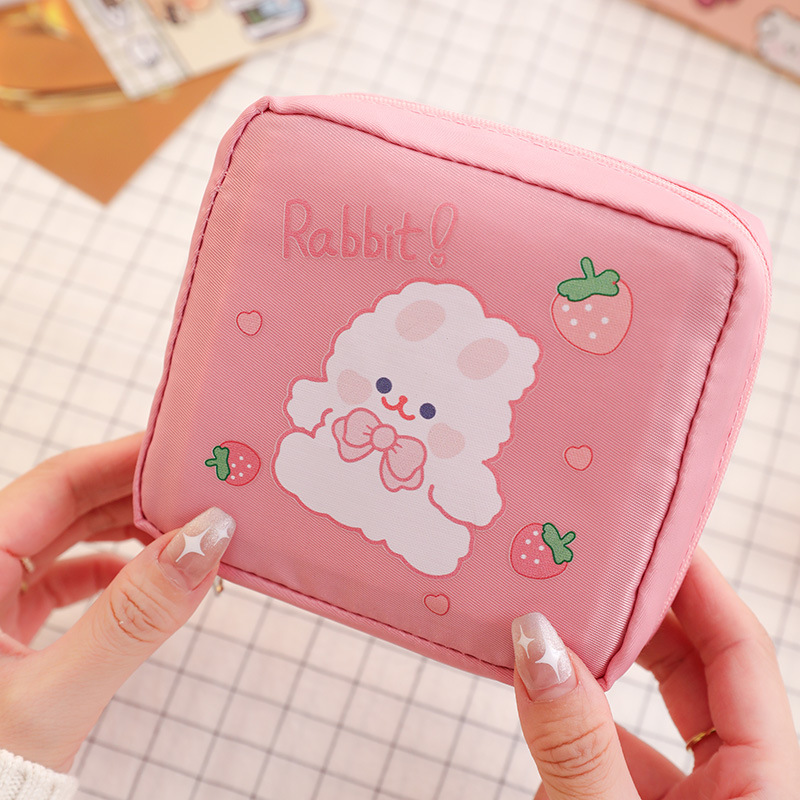 Cartoon Sanitary Napkin Towels Bag Girl Travel Mini Makeup Bags Korean Style Small Money Card Lipstick Earphone Storage Bag