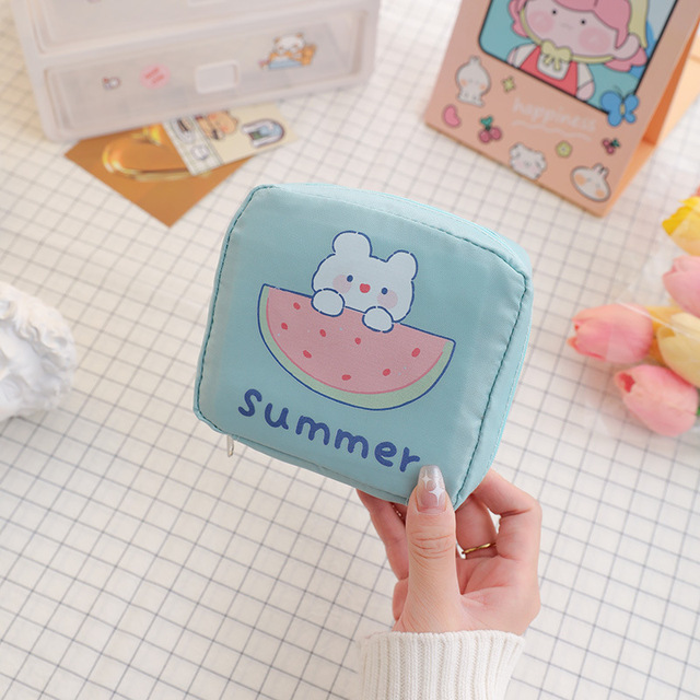 Cartoon Sanitary Napkin Towels Bag Girl Travel Mini Makeup Bags Korean Style Small Money Card Lipstick Earphone Storage Bag