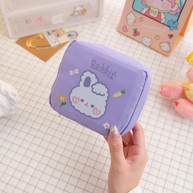 Cartoon Sanitary Napkin Towels Bag Girl Travel Mini Makeup Bags Korean Style Small Money Card Lipstick Earphone Storage Bag