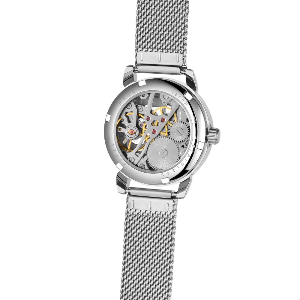 Fashion Woman Watch Mechanical Automatic Movement Wristwatch Mesh strap Band Female Mechanical Watch
