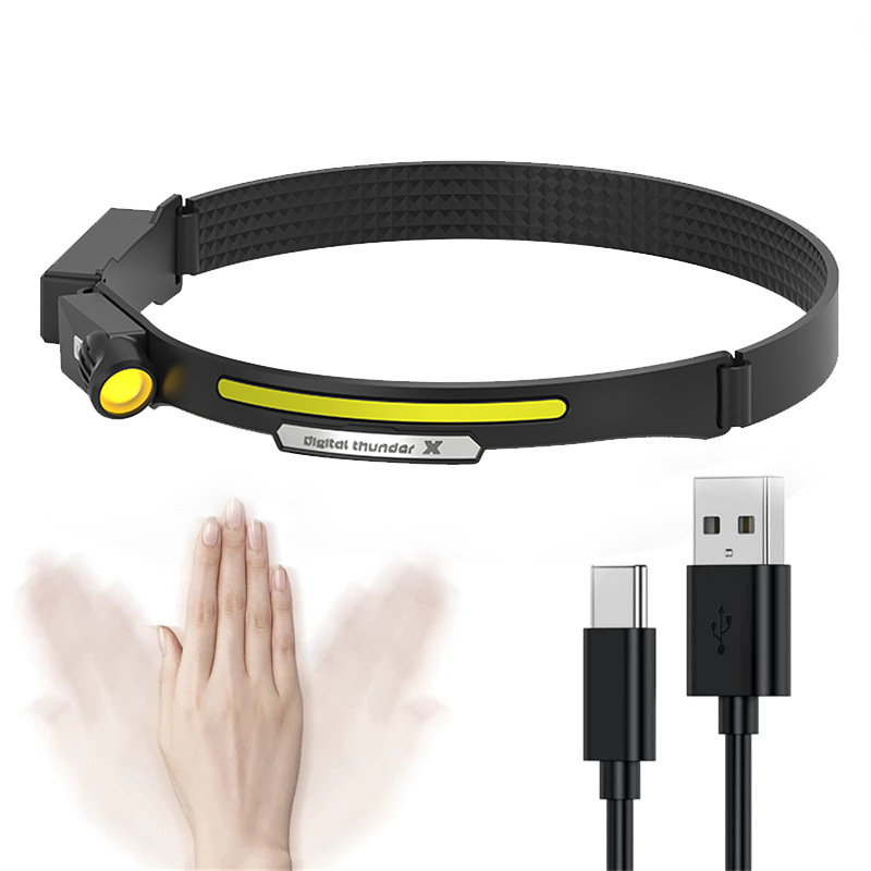 Portable USB Charging Dual Light Source LED Running Headlamp Outdoor Miner Lamp Night Fishing Induction Glare Headlamp