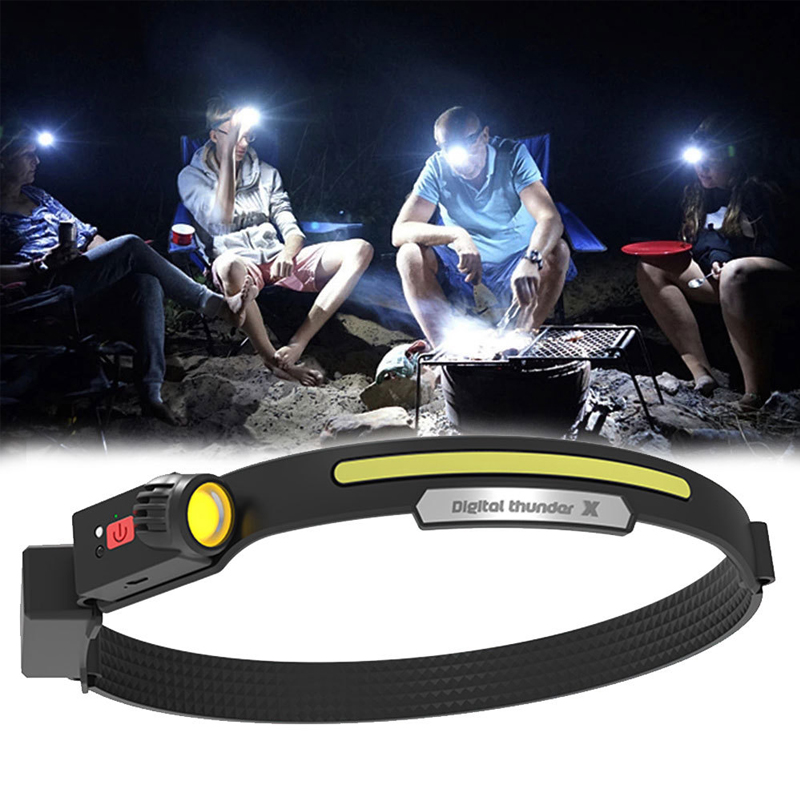 Portable USB Charging Dual Light Source LED Running Headlamp Outdoor Miner Lamp Night Fishing Induction Glare Headlamp