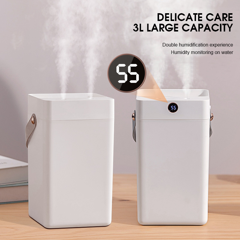 3000mL Air Humidifier Essential Oil Diffuser Humidity Digital Display Aromatherapy Portable Humidifiers Diffusers Double Nozzle