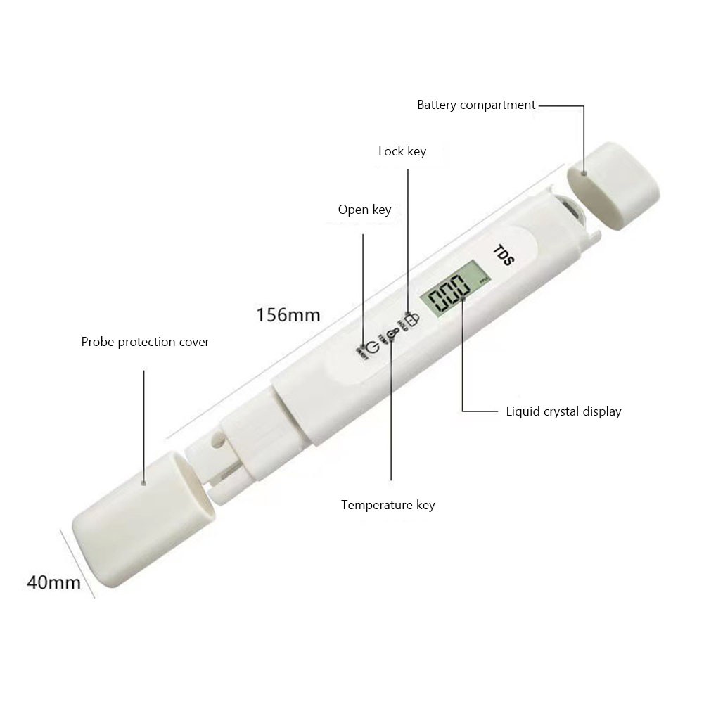 Water TDS Meter Pen EC Conductivity Tester Portable Water Quality Monitor for Drinking Water Fertilizer Concentration