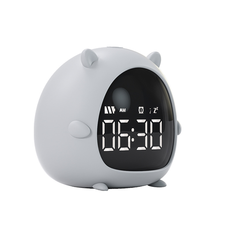 Student Alarm Clock Usb Charging Voice Control Desktop Digital Led Clock Mini Electronic Cartoon Children Alarm Clock