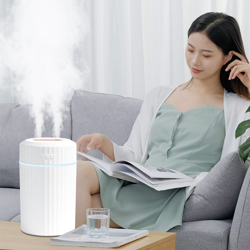 USB Dual Spray Humidifier 2L Large Capacity Hydration Instrument Home Bedroom Quiet Aromatherapy Large Fog Volume Purifier