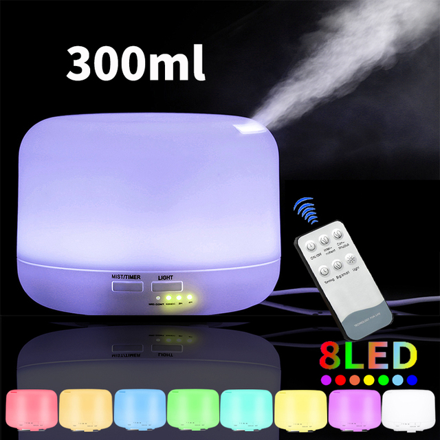 300ML Air Humidifier Electric Aroma Diffuser Aromatherapy Humidifiers Diffusers Ultrasonic Cool Mist Maker Fogger LED Essential