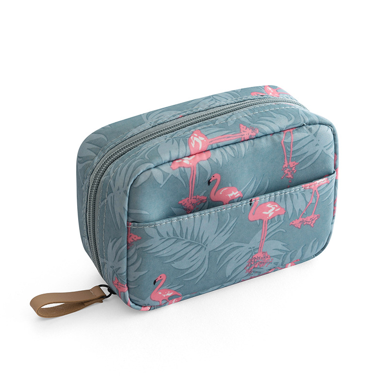 1PC Mini Cosmetic Bag Flamingo Solid Color Travel Toiletry Storage Bag Cactus Beauty Makeup Bag Organizer for Women