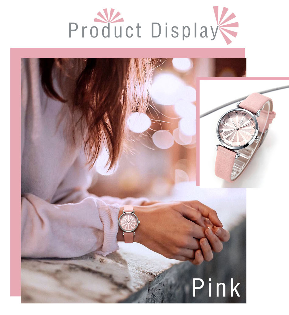 Comfortable Leather Strap Watch For Women Quartz Quality Creative Dial