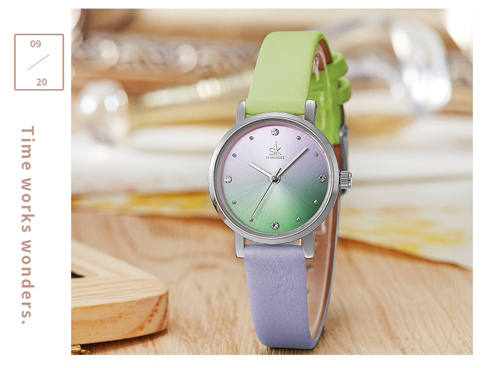Creative Color Leather Watches Ladies Quartz Watch