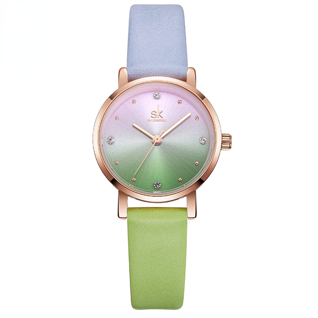Creative Color Leather Watches Ladies Quartz Watch