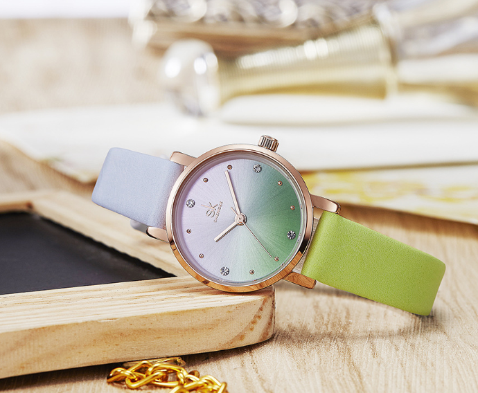 Creative Color Leather Watches Ladies Quartz Watch