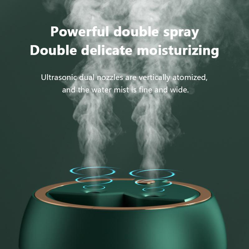 1800ML USB Air Humidifier Double Spray Port Essential Oil Aromatherapy Diffuser Cool Mist Maker Fogger for Home Office