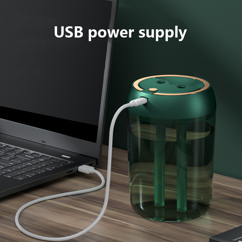 1800ML USB Air Humidifier Double Spray Port Essential Oil Aromatherapy Diffuser Cool Mist Maker Fogger for Home Office
