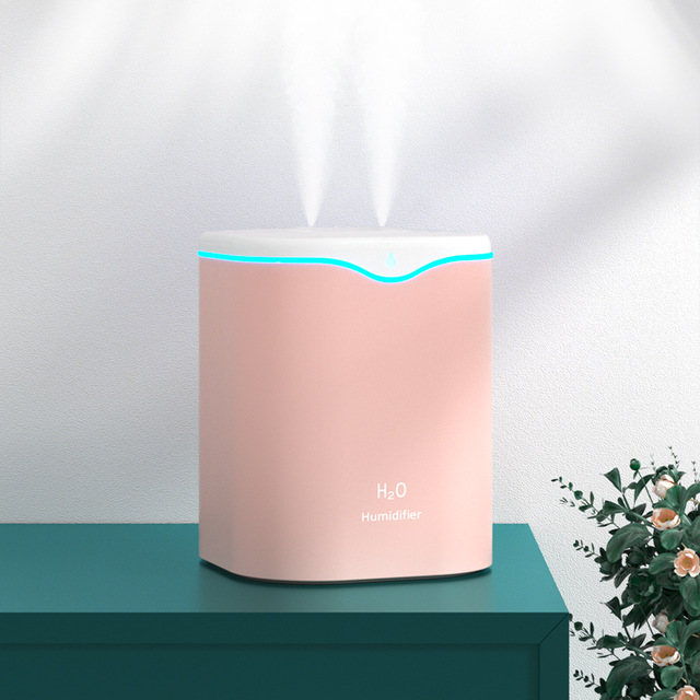 2000ML USB Air Humidifier Double Spray Port Essential Oil Aromatherapy Diffuser Cool Mist Maker Fogger for Home Office LED lamp