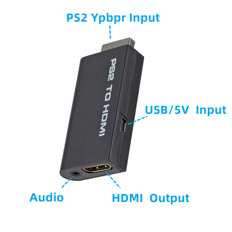 PS2 to HDMI-compatible Converter 1080P Full HD Video Conversion Transmission Interface Adapter Game Console to HD TV Projector