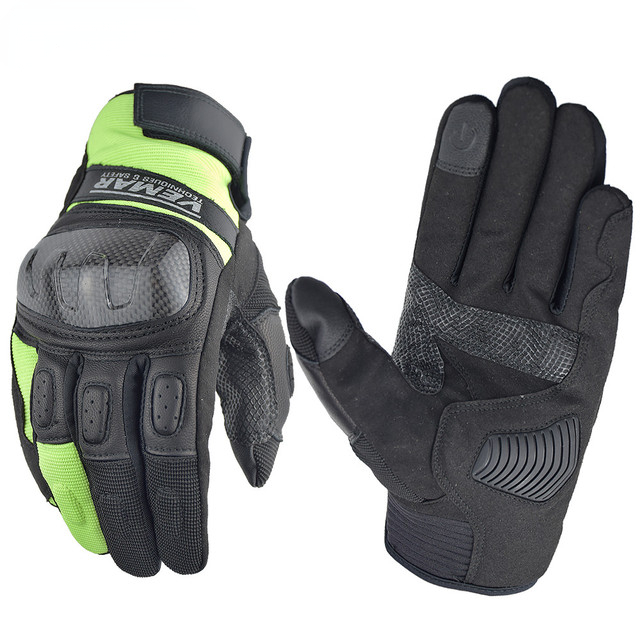 Leather Motorcycle Gloves Summer Breathable Motorbike Riding Glove Carbon Fiber Moto Motocross Glove Touch Screen Gloves