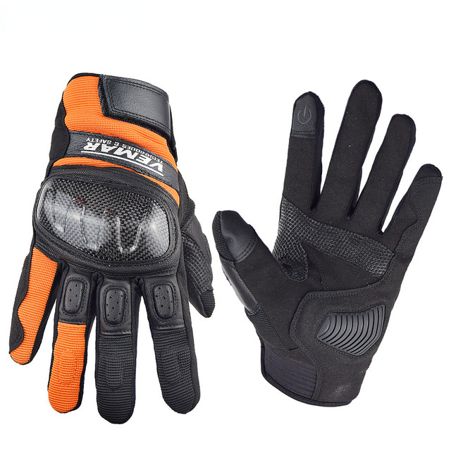 Leather Motorcycle Gloves Summer Breathable Motorbike Riding Glove Carbon Fiber Moto Motocross Glove Touch Screen Gloves
