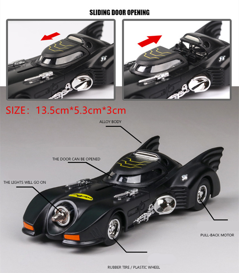 Classic Movie Car Batmobile Bat Sports Car Alloy Model Diecasts & Toy Metal Car Collection Sound Light Toys For Children Gifts