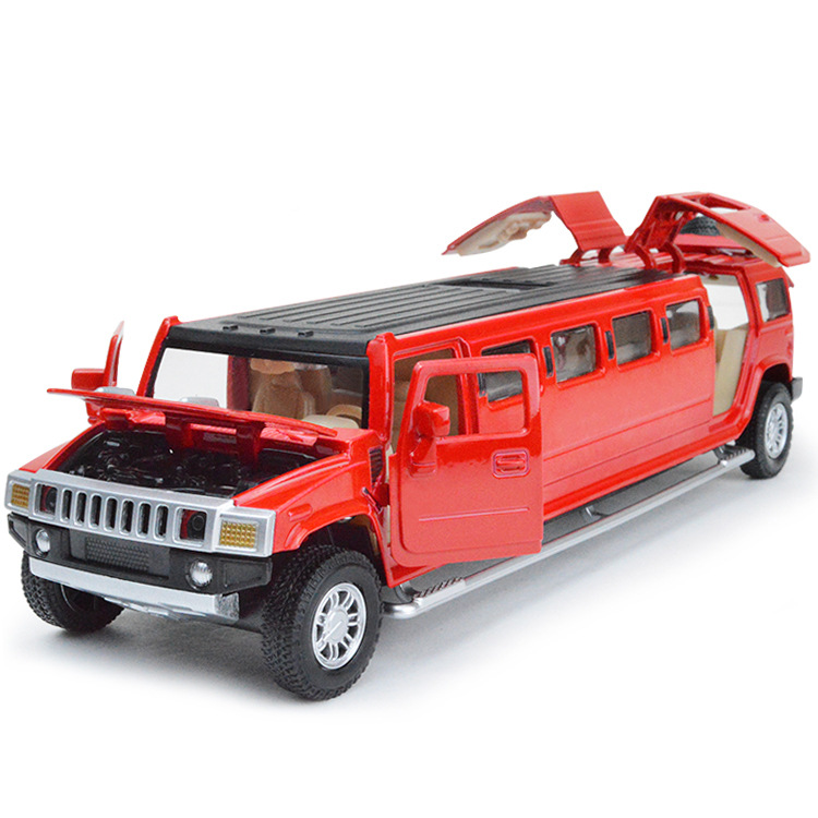 1:32 Alloy Lengthen Hummer Limousine Car Model Metal Diecasts Vehicles With Sound Light Pull Back Car Collection Toys Kids Gifts
