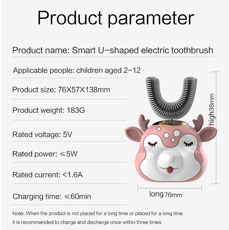 Smart Children U-Shaped Electric Toothbrush Sonic Toothbrush Rechargeable 360° Whitening Teeth Ultrasonic Tooth Cleaner Kids