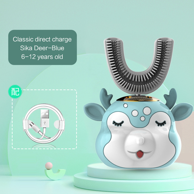 Smart Children U-Shaped Electric Toothbrush Sonic Toothbrush Rechargeable 360° Whitening Teeth Ultrasonic Tooth Cleaner Kids