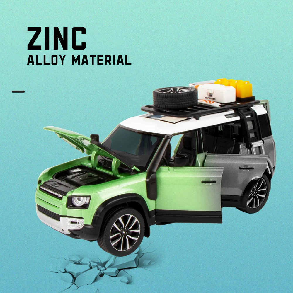 1:24 Scale Land Rover Defender 110 Alloy Car Model Light & Sound Effect Diecast Car Toys for Boys Birthday Gift Kids Toys