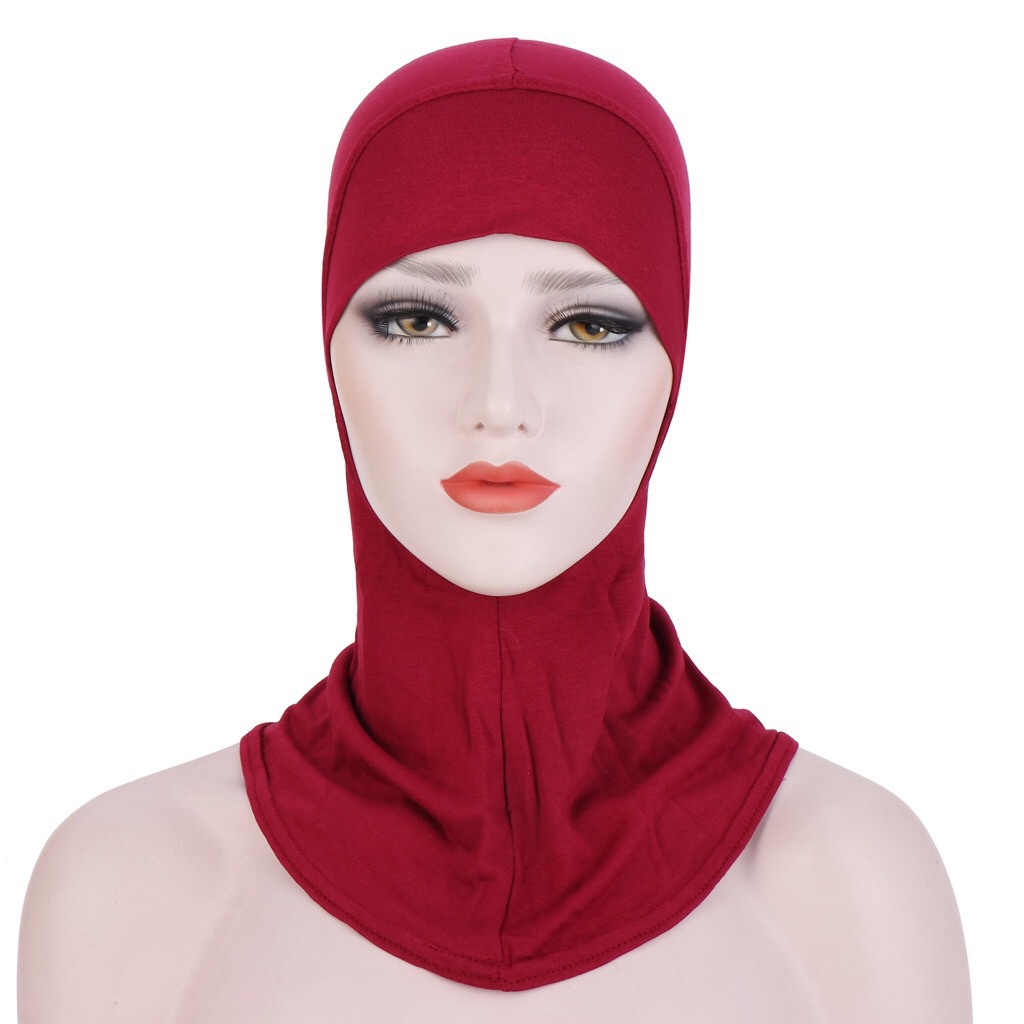 Women Muslim monochrome modal hooded hat ladies hijab mercerized cotton bottoming hat headscarf hat